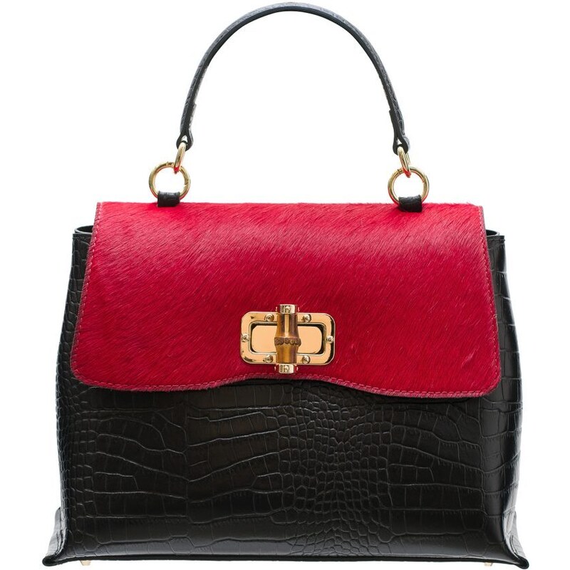 Glamorous by GLAM Kožená kabelka razená do ruky krokodíl a srsť čierno 28197331