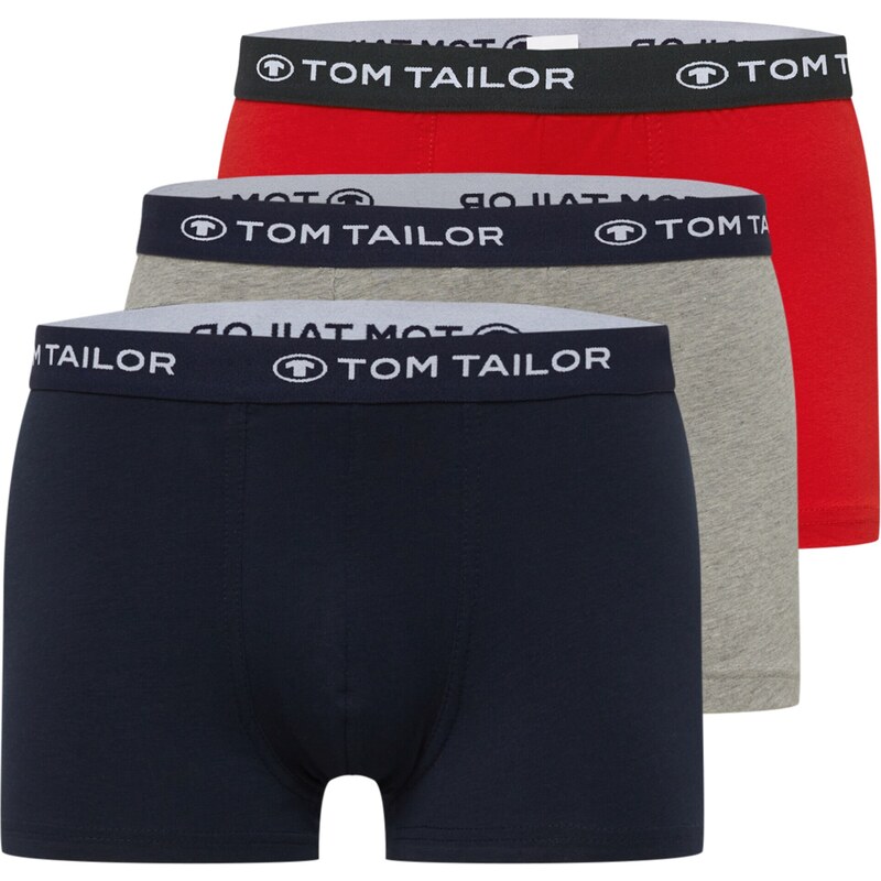 TOM TAILOR Boxerky tmavomodrá / sivá melírovaná / červená / biela 34206715
