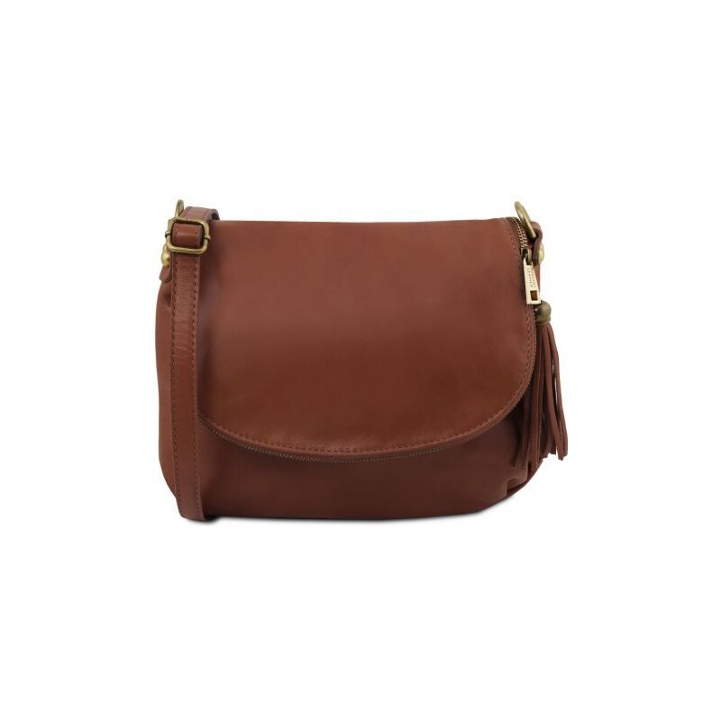 Tuscany Leather Mäkká kožená taška cez rameno s ozdobnou stužkou TL 69025168