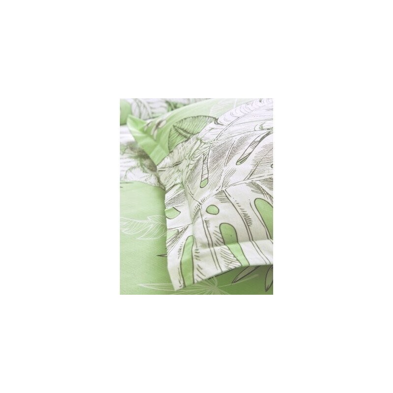 Blancheporte Posteľná bielizeň Elyse, bavlna, s potlačou kvetín a palmových listov morská zelená 103