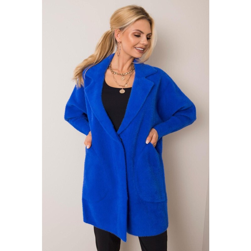 MladaModa Alpaka kabát Nora s netopierími rukávmi farba kráľovská 35318769