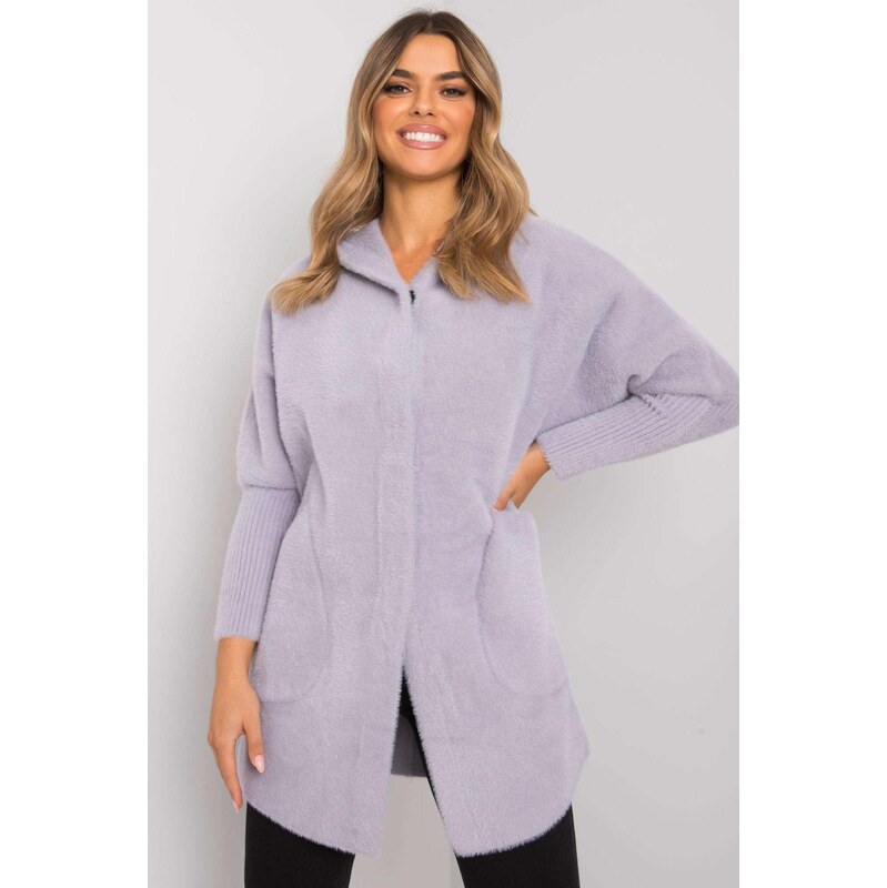 MladaModa Alpaka kabát Carolyn s netopierími rukávmi a kapucňou svetlý 62856694