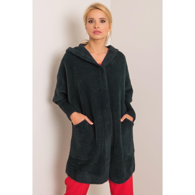 MladaModa Alpaka kabát Carolyn s netopierími rukávmi a kapucňou farba 67925785
