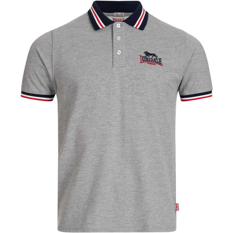 LONSDALE Tričko Occumster námornícka modrá / sivá melírovaná / červená 61679454