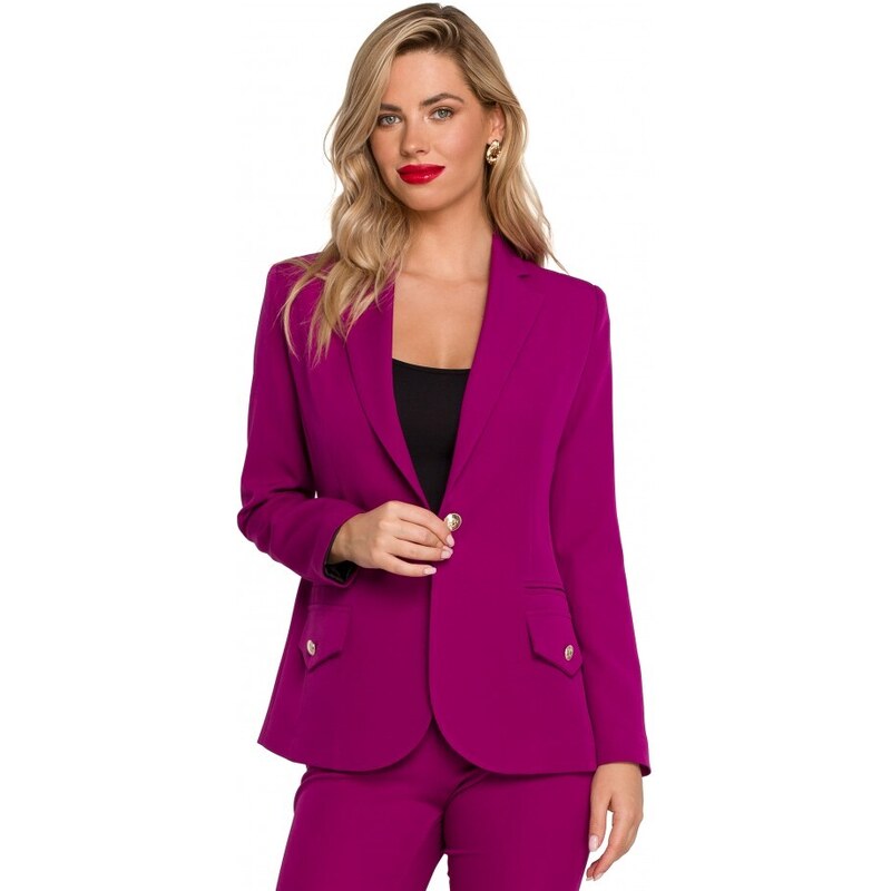 Makover K141 Sako s dvojitým vreckom a klopou - rubínové 36411913