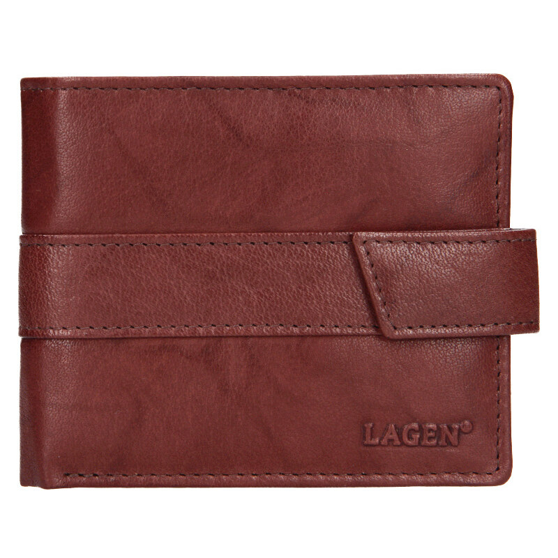 Lagen Pánska kožená peňaženka so zápinkou V-203 hnedá 35335508