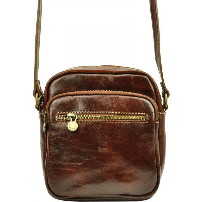 Gregorio Pánska kožená taška cez rameno Bert hnedá 35335888