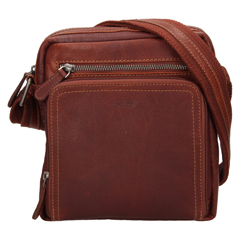 Lagen Pánska kožená taška cez rameno BLC/24095 brandy 35335961
