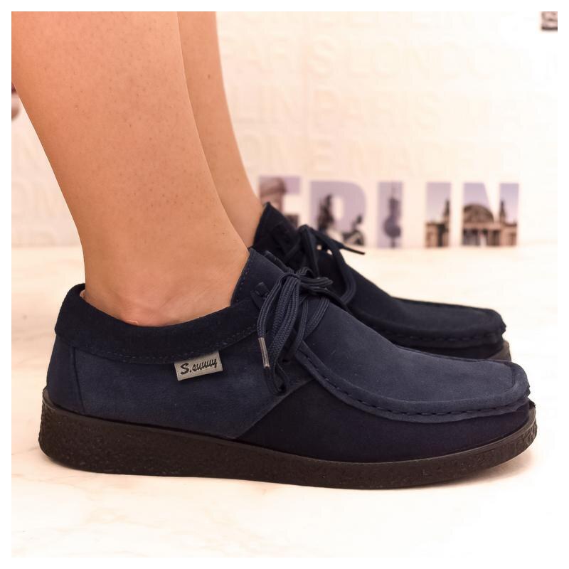 JOHN-C Dámske kožené tmavomodré poltopánky LAKY 35342734