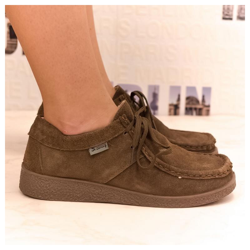 JOHN-C Dámske kožené hnedé poltopánky LAKY 35342735