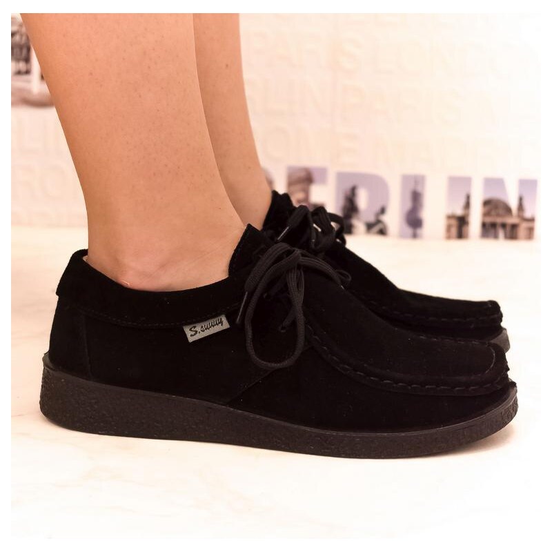 JOHN-C Dámske kožené čierne poltopánky LAKY 35342736