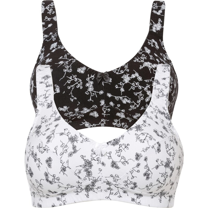 bonprix Podprsenka bez kostíc (2 ks) bio bavlna, farba čierna 44731478