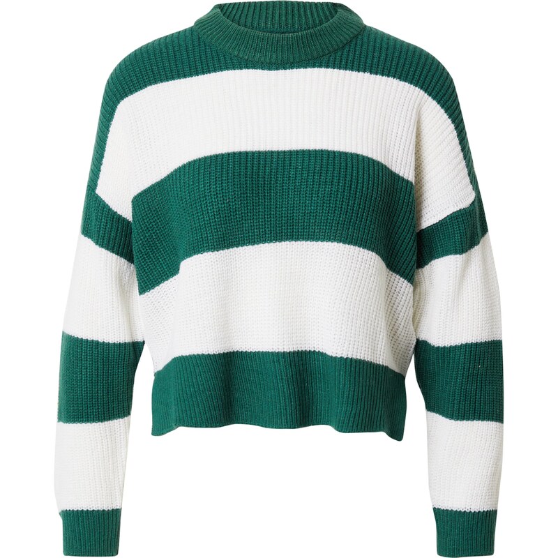 ABOUT YOU Sveter Thassia tmavozelená / biela 35376494