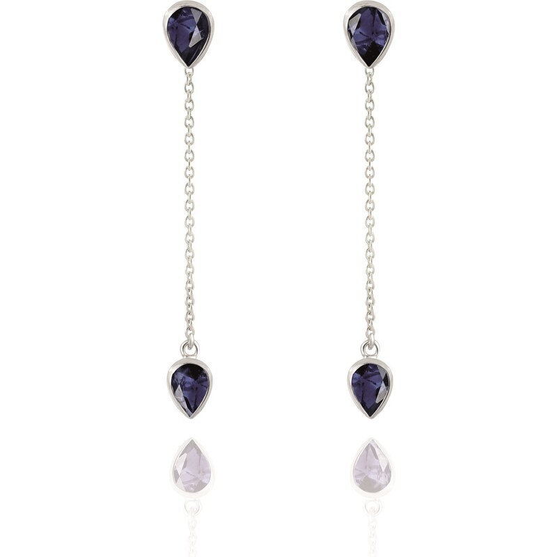Beneto Exclusive Pôvabné dlhé strieborné náušnice so zafírmi 66588258