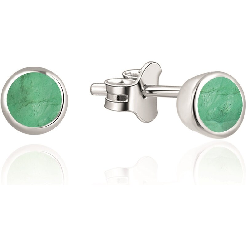 Beneto Exclusive Jemné strieborné náušnice kôstky so smaragdami 66592981