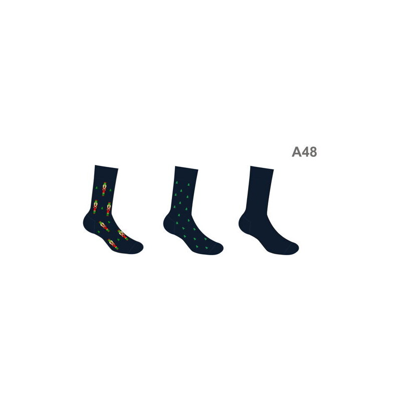 Cornette 3-PACK pánske vianočné ponožky A48 tmavomodré/41, Farba tmavomodrá