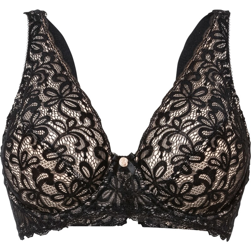 bonprix Podprsenka s kosticami s jemnou čipkou, farba čierna 44742242