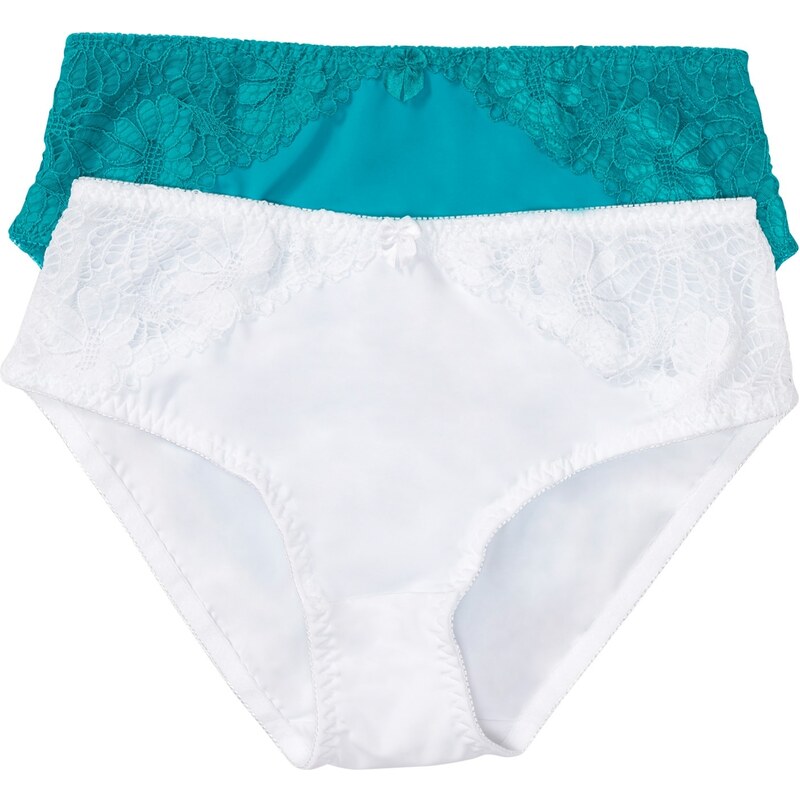 bonprix Maxi nohavičky s čipkou (2 ks), farba biela 44734377