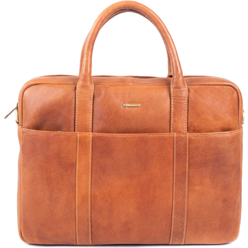 SEGALI Pánska kožená taška na notebook 7009 Cognac 66582041