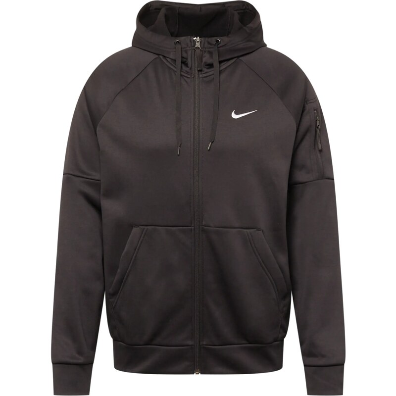 NIKE Športová mikina so zipsom čierna / biela 35425027