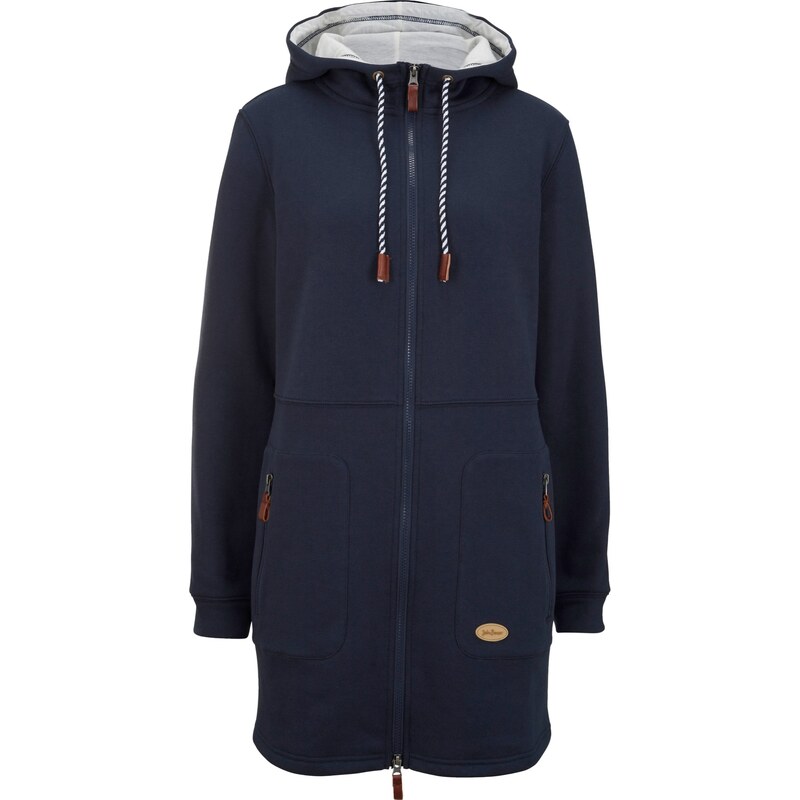 bonprix Mikinová buna s kapucňou, dlhá, farba modrá 45853436