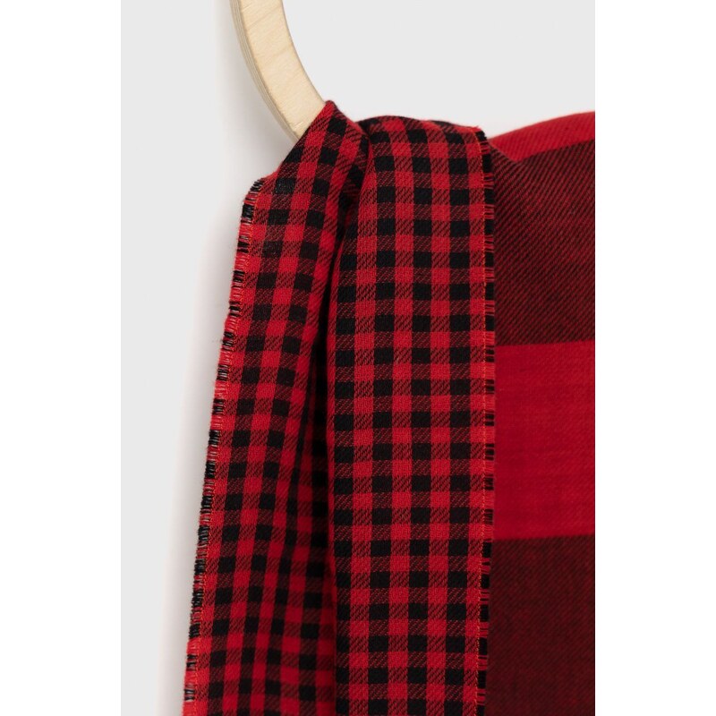 Obojstranná bavlnená šatka Polo Ralph Lauren červená farba, vzorovaný