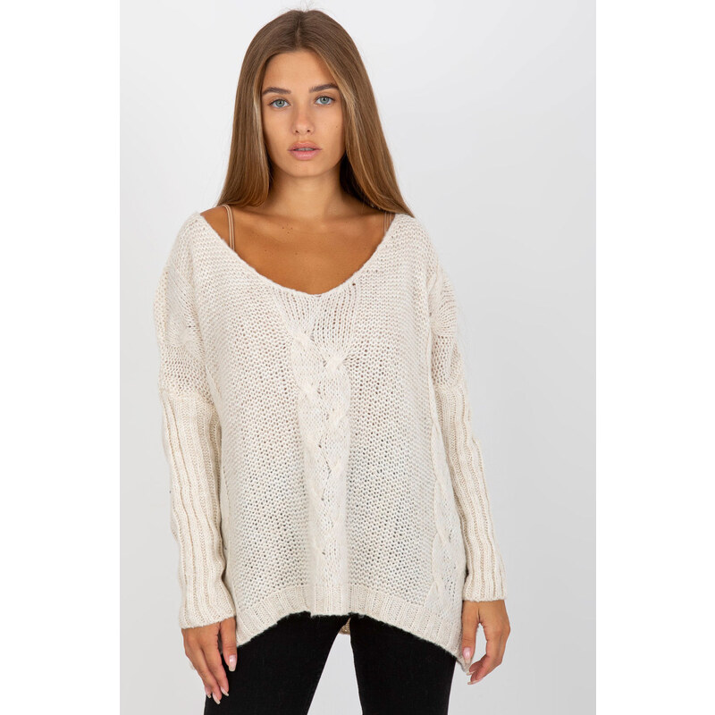 Dámsky sveter Model TW-SW-BI-M903.33X Ecru - Och Bella 35677278