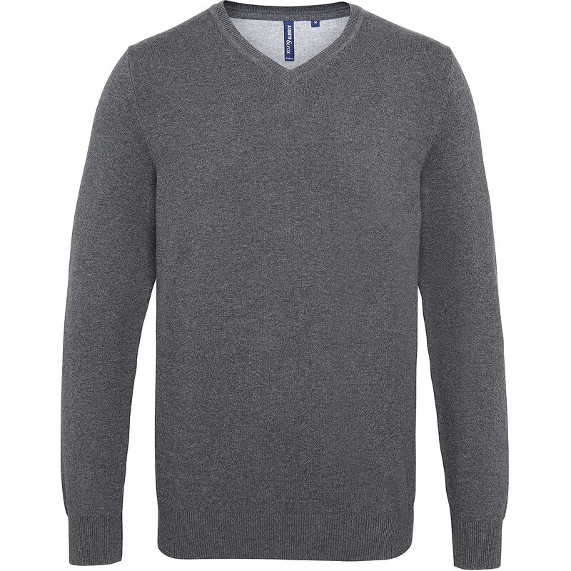 ASQUITH&FOX Pánsky bavlnený elastický sveter s výstrihom do V 39178276