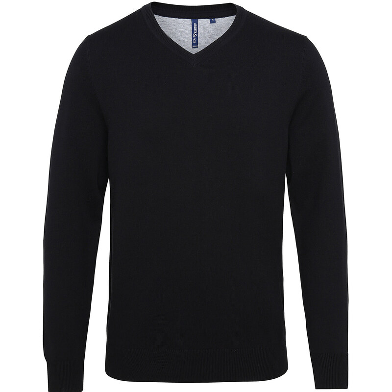 ASQUITH&FOX Pánsky bavlnený elastický sveter s výstrihom do V 62677106