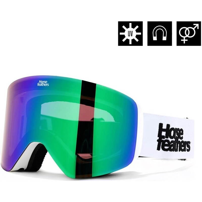 Bielo/zelené snowboardové okuliare Horsefeathers Colt