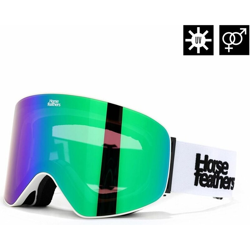 Bielo/zelené snowboardové okuliare Horsefeathers Edmond