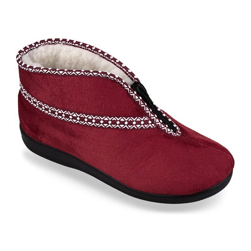 Mjartan dámske teplé papuče so zipsom - bordové 41091088