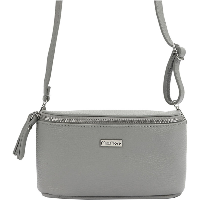 MiaMore Dámska šedá kožená ľadvinka crossbody 44594229