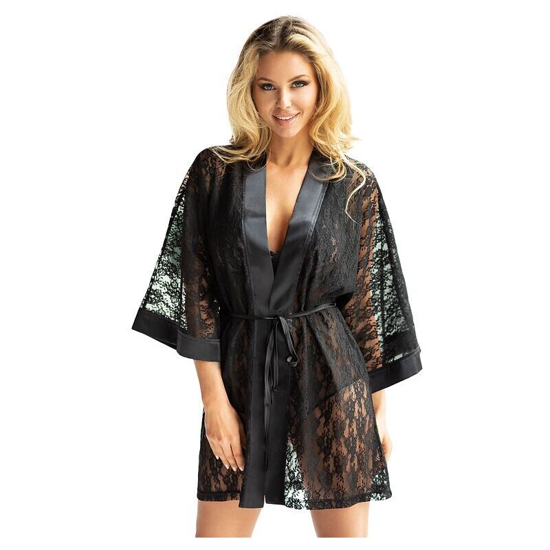 Kalimo Luxusný celočipkovaný župan Lan čierny 17421441