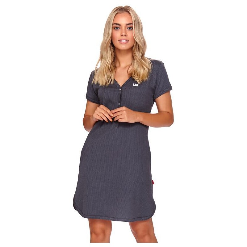 DN Nightwear Dámska bavlnená nočná košeľa Elli grafit 19074921