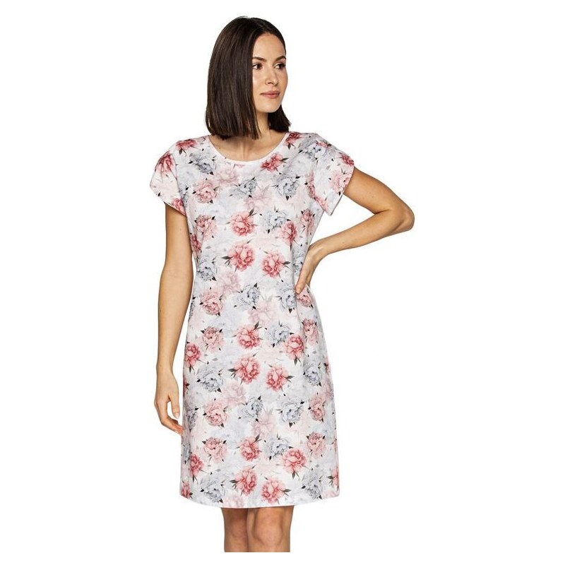 Cana Dámska nočná košeľa Debbie biela s ružami 22332264