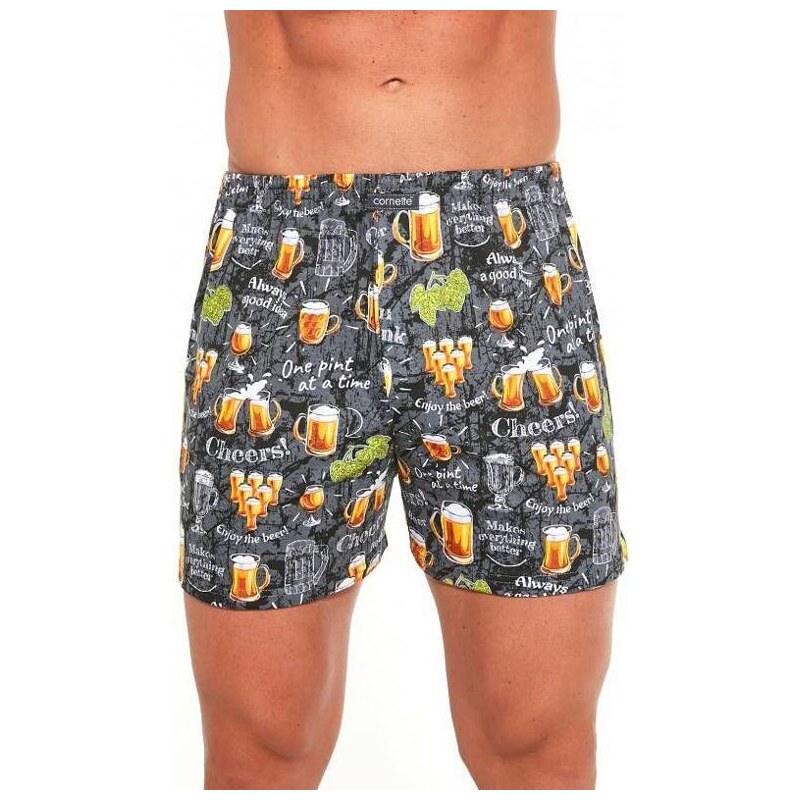 Cornette Pánske trenírky Born to drink sivé 26199358