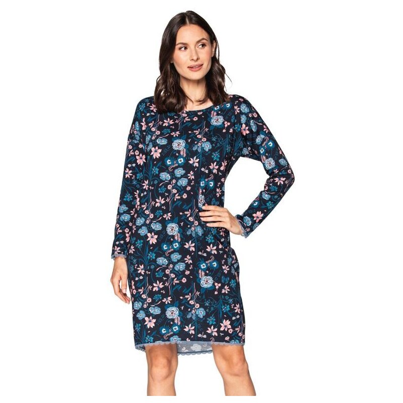 Cana Luxusná nočná košeľa Bela modrá s kvetmi 27205428