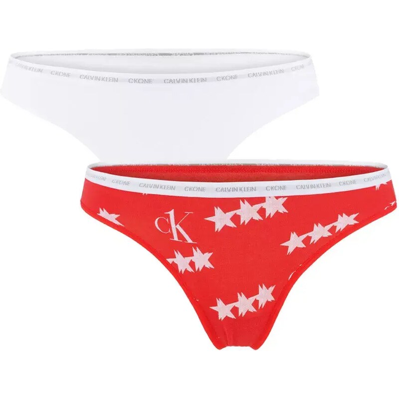 Dámske tangá 2pack QD3788E - W5H - Červená, biela - Calvin Klein 29065982