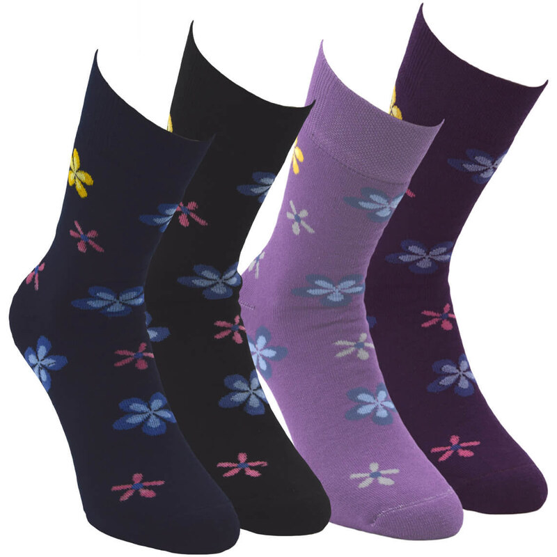 Farebné teplé kvetované ponožky RS