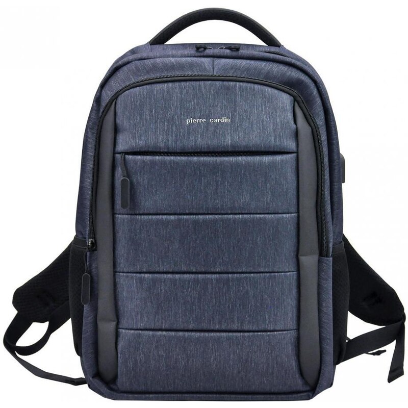 Pierre Cardin Elegantný modrý pánsky batoh s vreckom pre laptop, USB