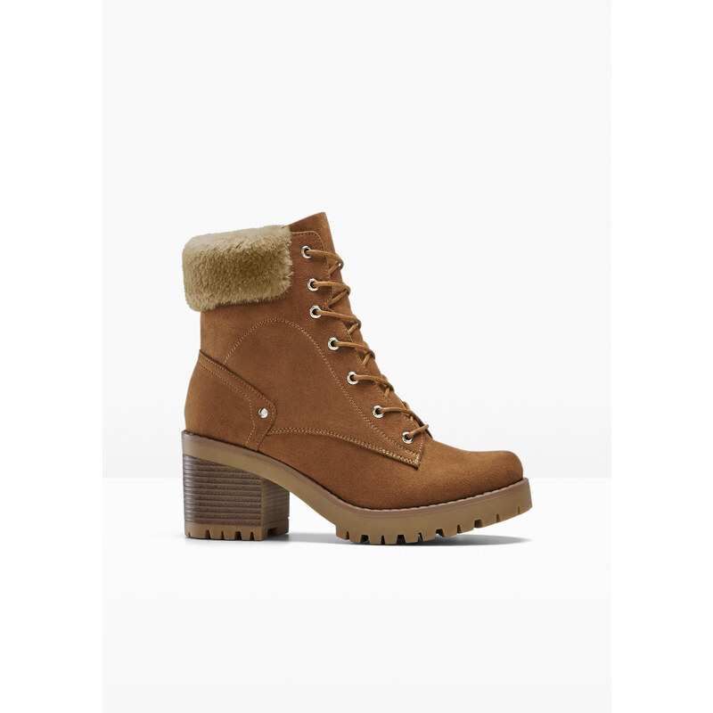 bonprix Šnurovacie čižmy, podšívané, farba hnedá 44790334