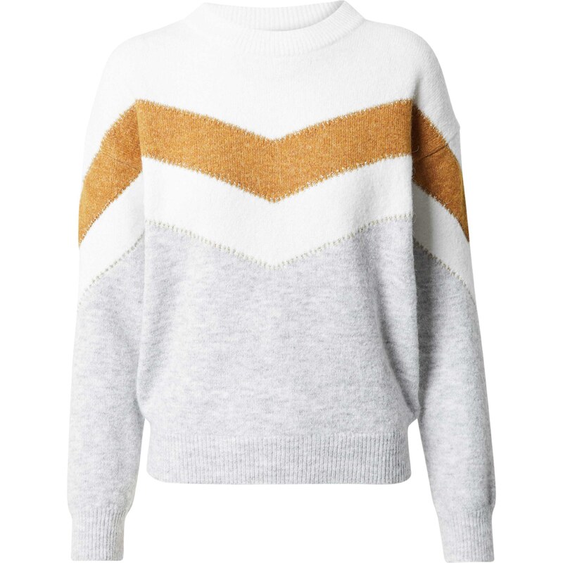 ABOUT YOU Sveter Janine koňaková / svetlosivá / biela 63142799