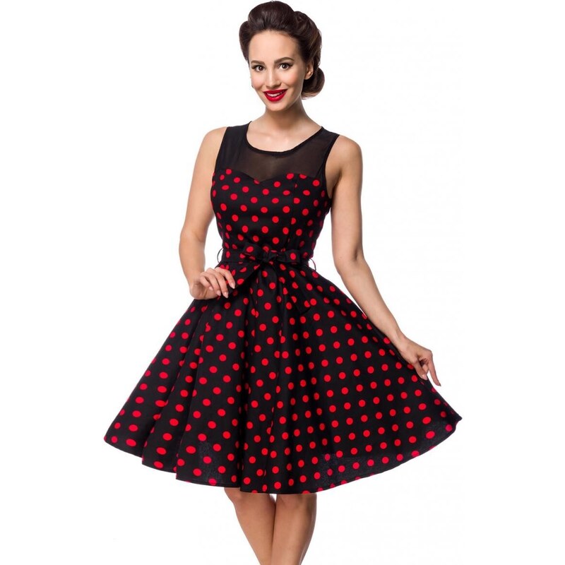 Glara Čierno - červené bodkované šaty 35597375