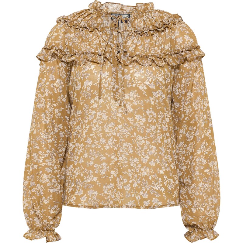 DreiMaster Vintage Blúzka horčicová / biela 65868059