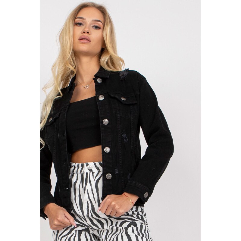 MladaModa Džínsová bunda s vreckami model 00616 čierna 65627638
