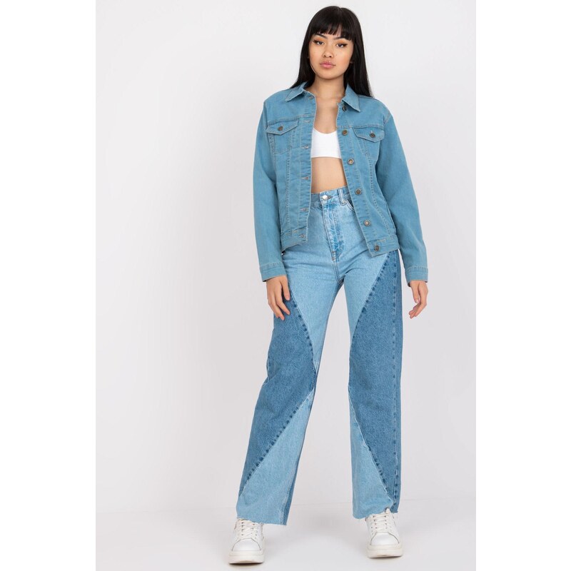 MladaModa Džínsová bunda s náprsnými vreckami model 00717 svetlomodrá 65627647