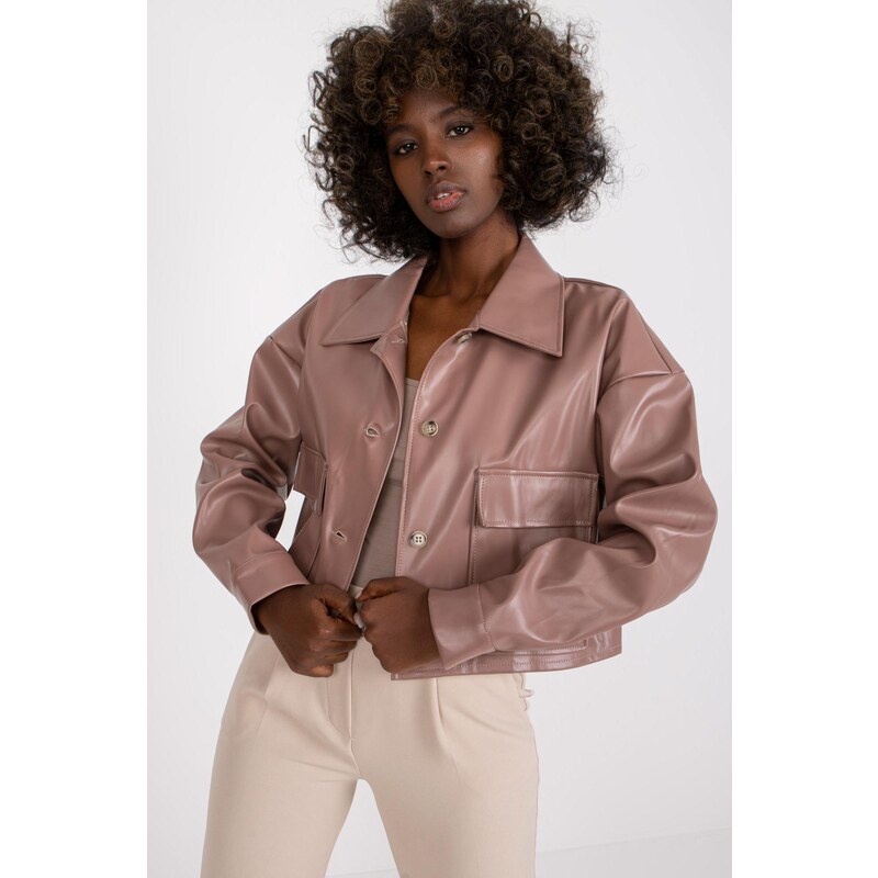 MladaModa Prechodná bunda Dorine z ekokože so zapínaním na gombíky 65627648