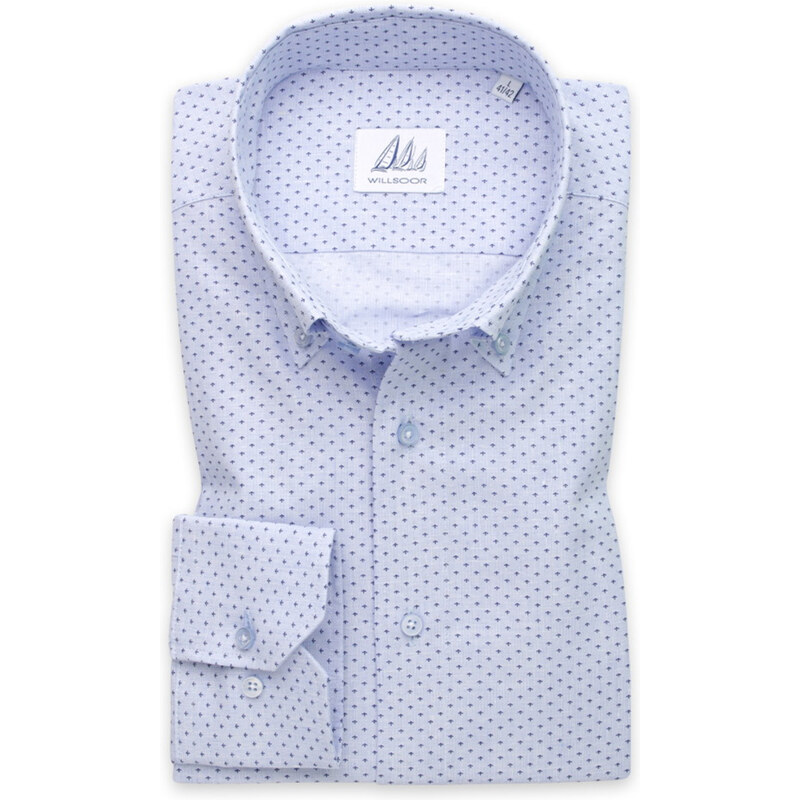 Willsoor Pánska slim fit košeľa svetlomodrá s jemným geometrickým vzorom 14420