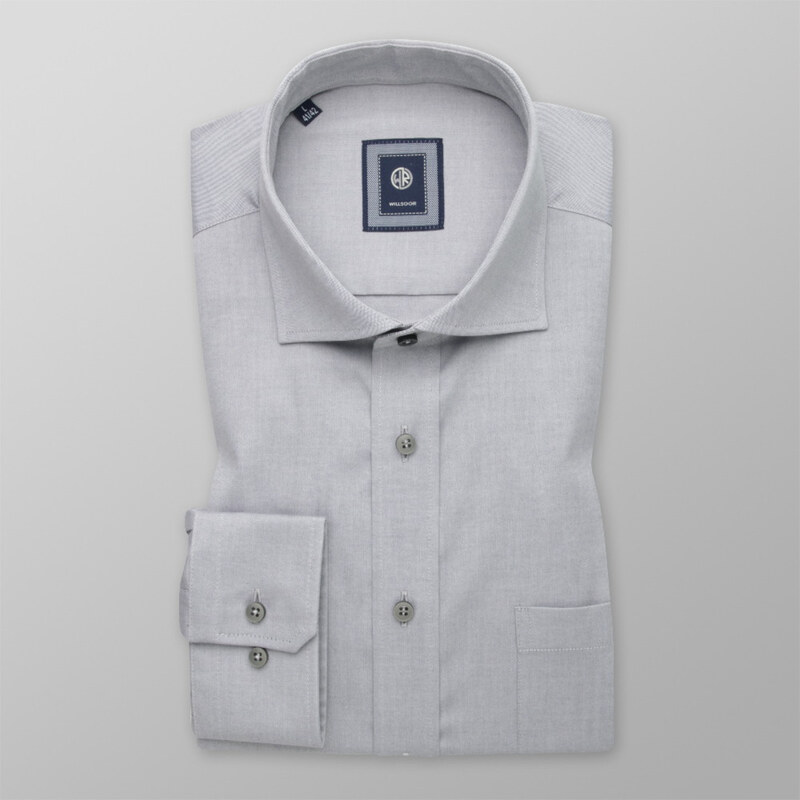 Willsoor Klasická pánska košeľa svetlosivá s hladkým vzorom 14433
